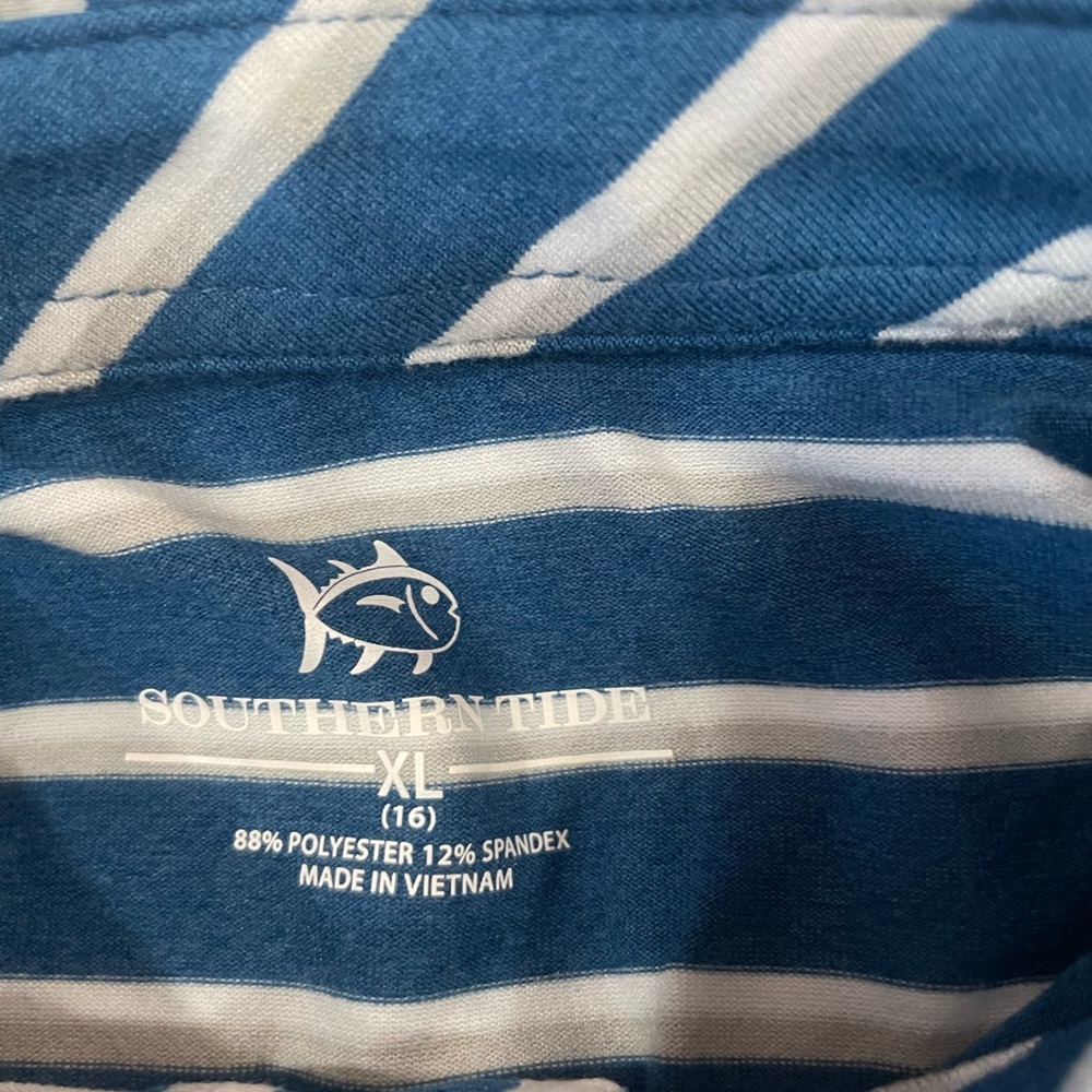 Boy’s Southern Tide Blue Striped Polo Shirt - Picture 2 of 7
